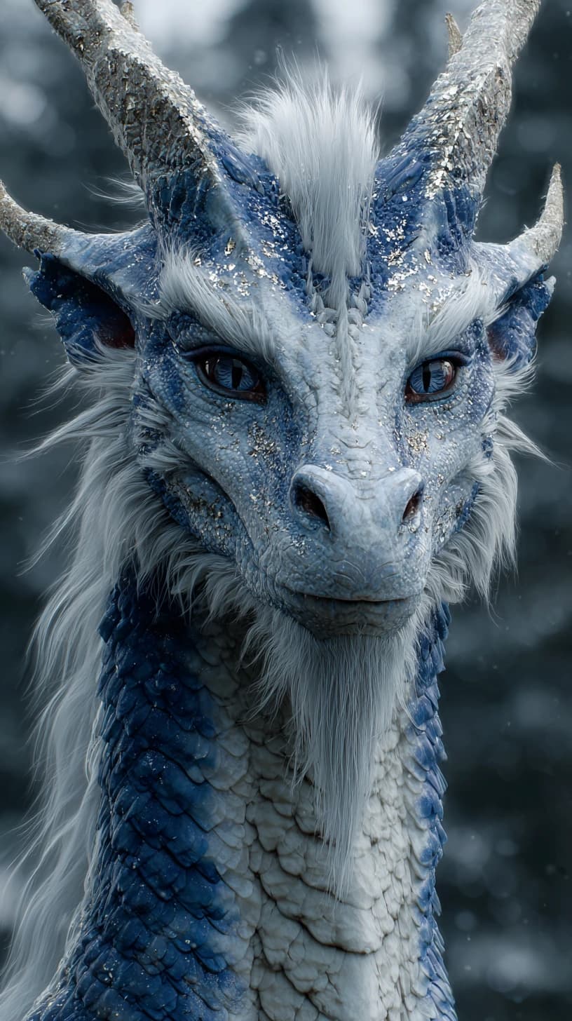 AI-generated icy blue dragon portrait made with FLUX 1.1 Pro on HayatGen